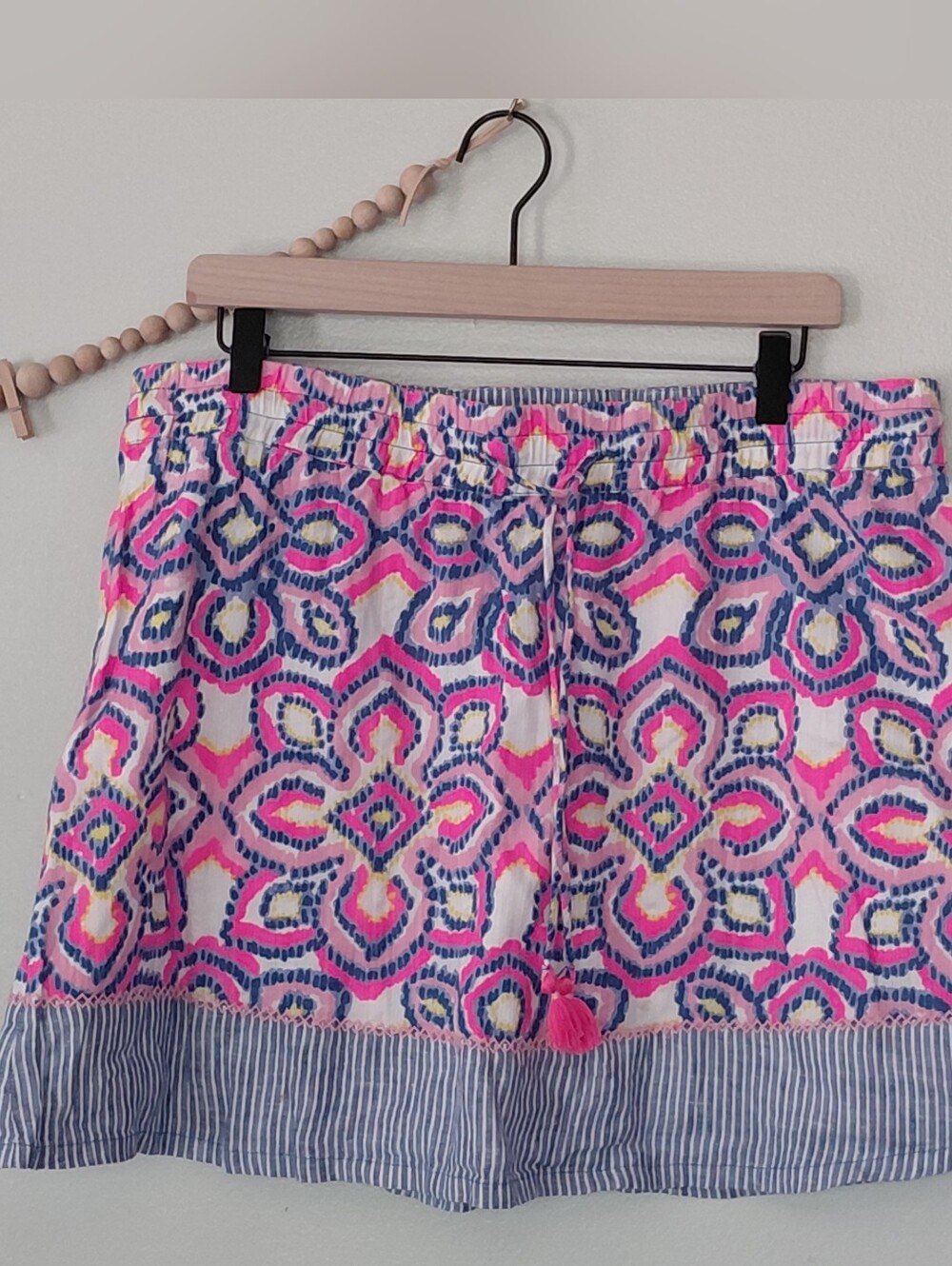 Vineyard Vines Ocean Reef Medalion A-line Mini Skirt Drawsteing Tassel Size L
